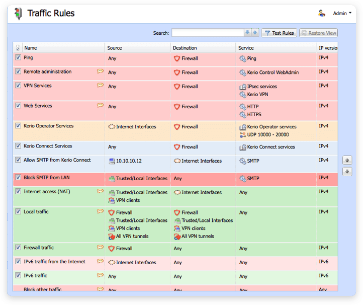 Setting KerioControl firewall rules